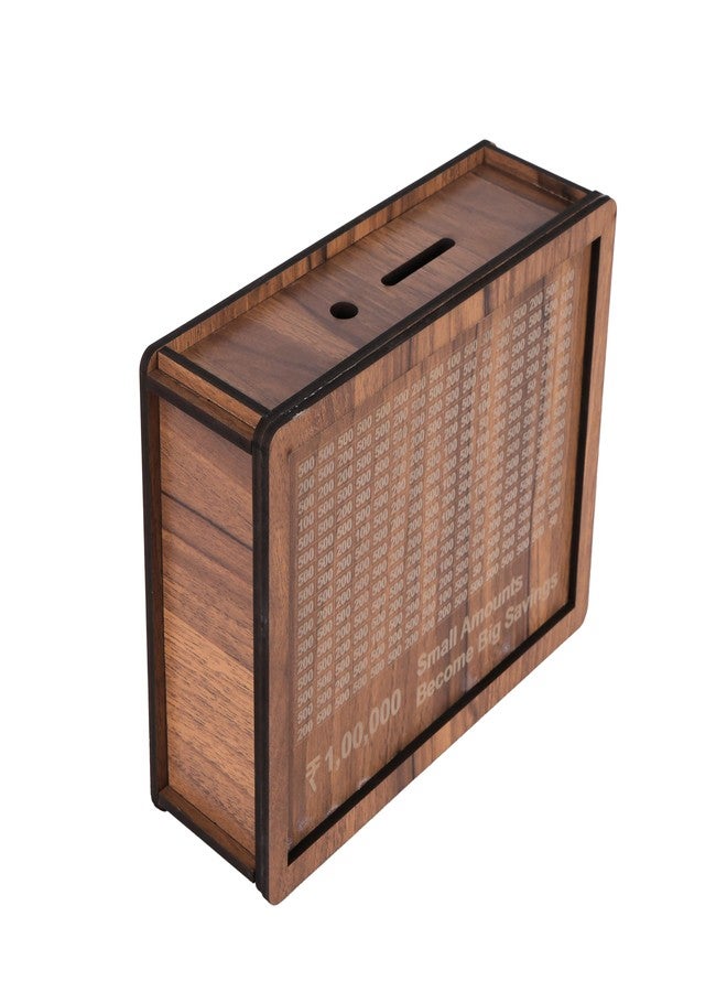 nexat Wooden Piggy Bank for Kids & Adults, Coin Box with Carved Design, Savings Box, Mini Bank, Donation Box, Smart Money Box, Wooden Coin Box, Money Saver, Piggy Bank with Numbers (2) - Image 3